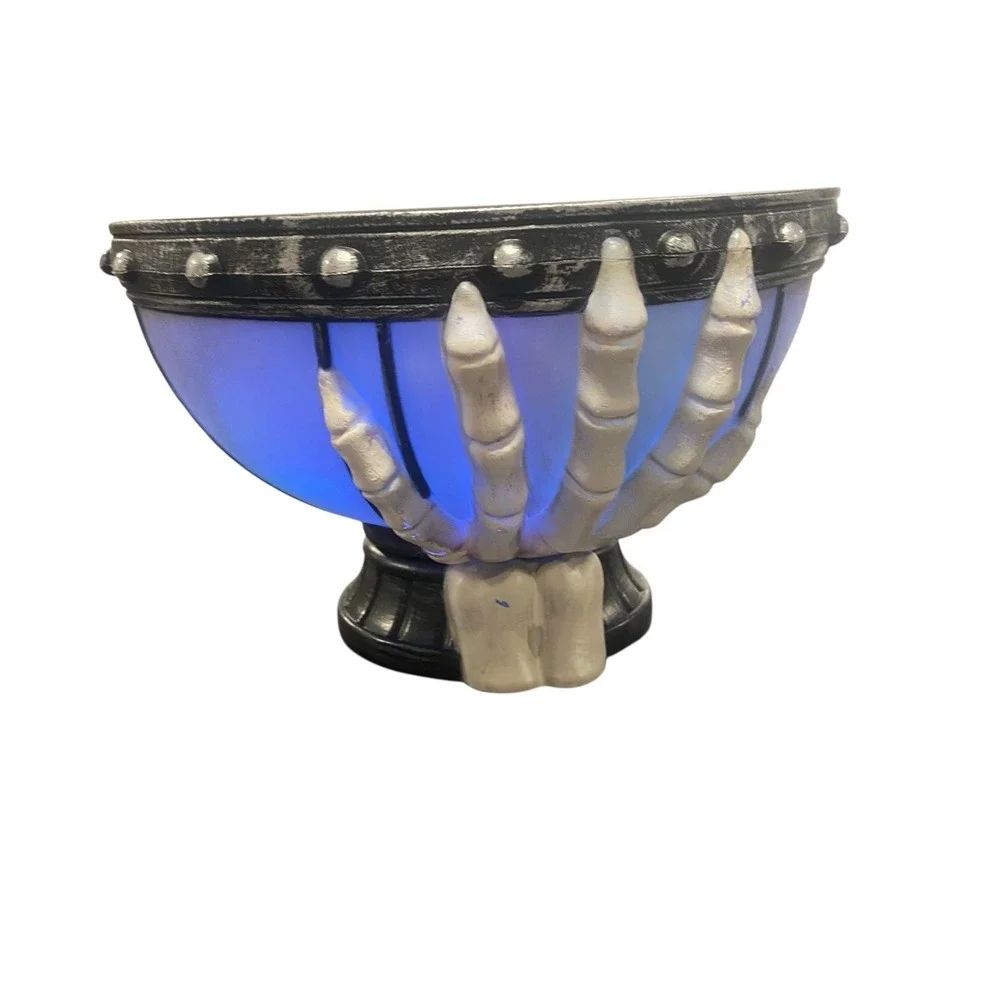 Haunted Living Flashing Skeleton Hands Bowl LED Color Changing Tested Video